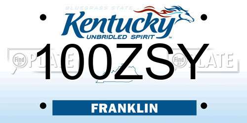 100ZSY Kentucky License Plate