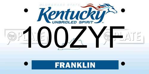 100ZYF Kentucky License Plate