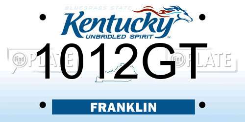 1012GT Kentucky License Plate