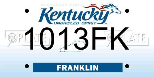 1013FK Kentucky License Plate