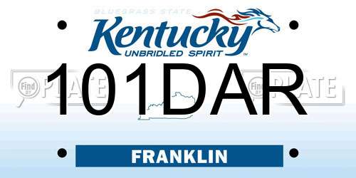 101DAR Kentucky License Plate
