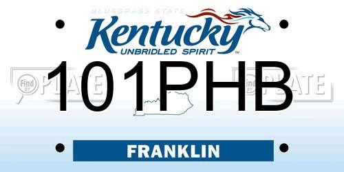 101PHB Kentucky License Plate