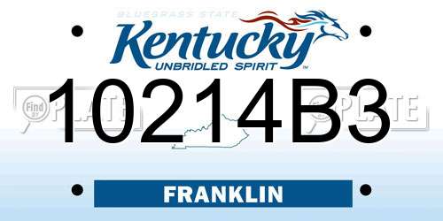 10214B3 Kentucky License Plate