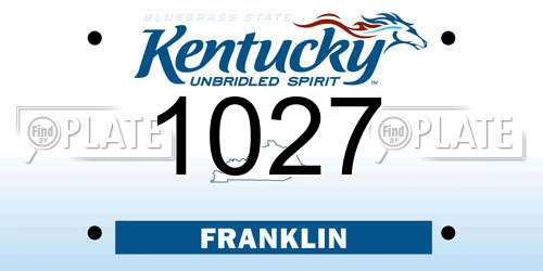 1027 Kentucky License Plate
