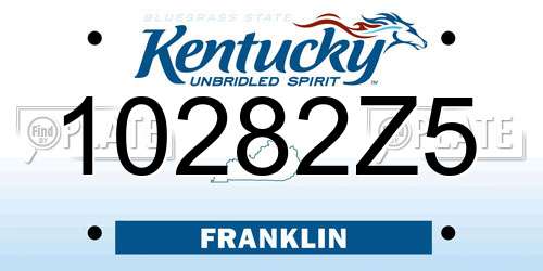 10282Z5 Kentucky License Plate