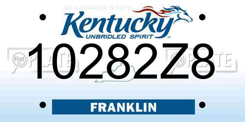 10282Z8 Kentucky License Plate