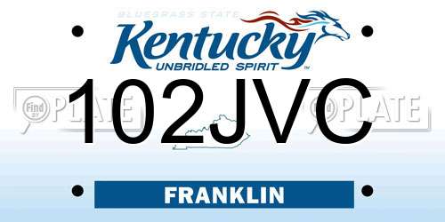 102JVC Kentucky License Plate