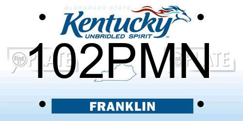 102PMN Kentucky License Plate