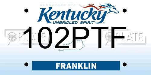 102PTF Kentucky License Plate