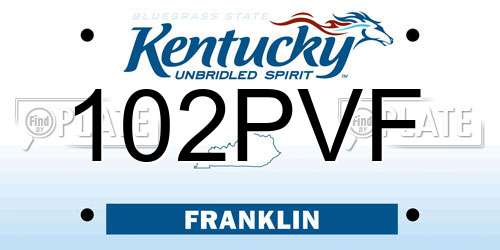 102PVF Kentucky License Plate