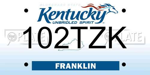 102TZK Kentucky License Plate