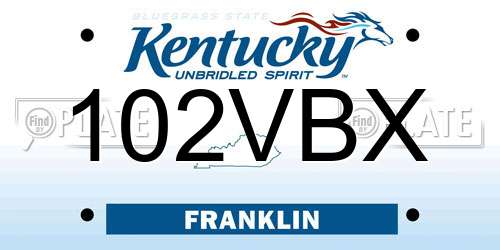 102VBX Kentucky License Plate