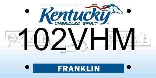 102VHM Kentucky License Plate