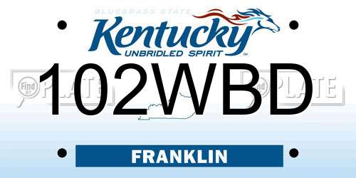 102WBD Kentucky License Plate