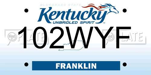 102WYF Kentucky License Plate