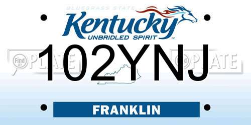 102YNJ Kentucky License Plate