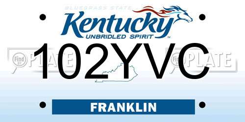 102YVC Kentucky License Plate
