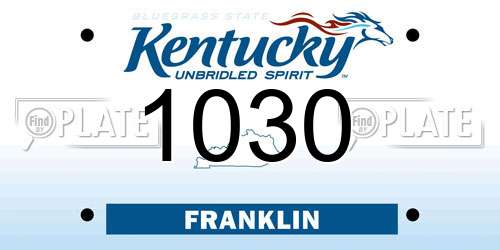 1030 Kentucky License Plate