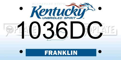 1036DC Kentucky License Plate