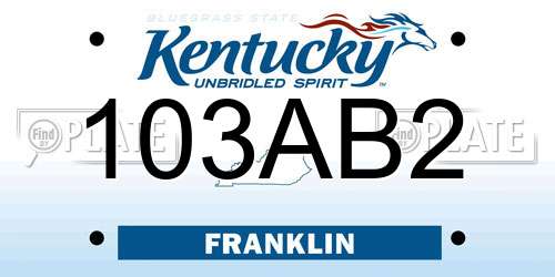 103AB2 Kentucky License Plate