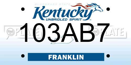 103AB7 Kentucky License Plate
