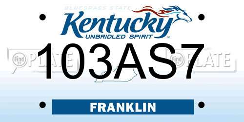 103AS7 Kentucky License Plate