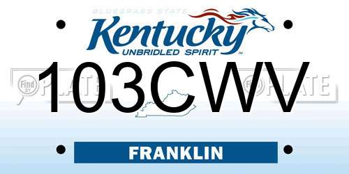 103CWV Kentucky License Plate