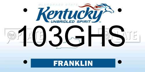 103GHS Kentucky License Plate