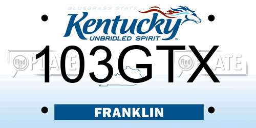 103GTX Kentucky License Plate