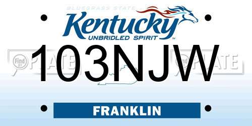 103NJW Kentucky License Plate