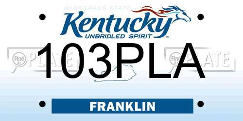 103PLA Kentucky License Plate