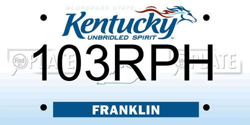 103RPH Kentucky License Plate