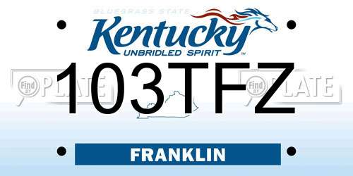 103TFZ Kentucky License Plate