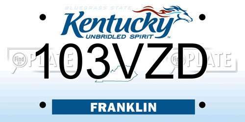 103VZD Kentucky License Plate