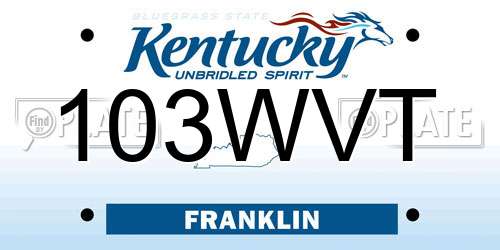 103WVT Kentucky License Plate
