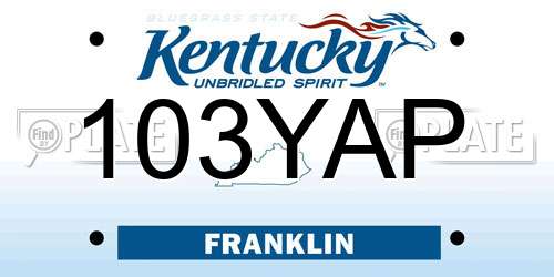 103YAP Kentucky License Plate