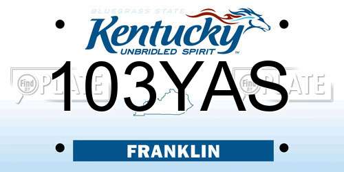 103YAS Kentucky License Plate