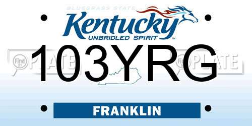 103YRG Kentucky License Plate