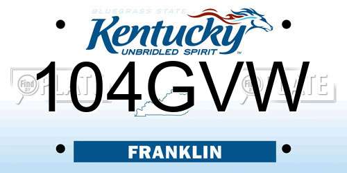 104GVW Kentucky License Plate