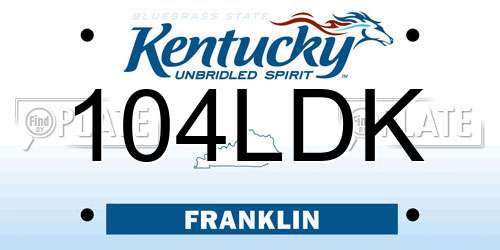 104LDK Kentucky License Plate