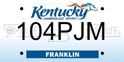 104PJM Kentucky License Plate