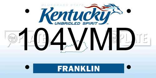 104VMD Kentucky License Plate