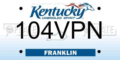 104VPN Kentucky License Plate
