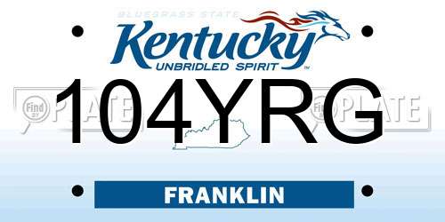 104YRG Kentucky License Plate