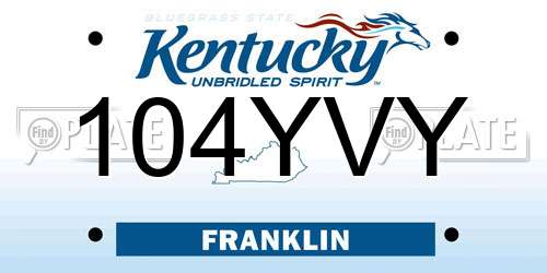104YVY Kentucky License Plate