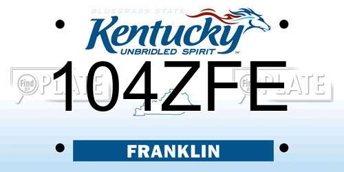 104ZFE Kentucky License Plate