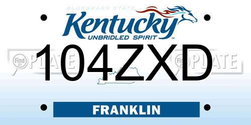 104ZXD Kentucky License Plate