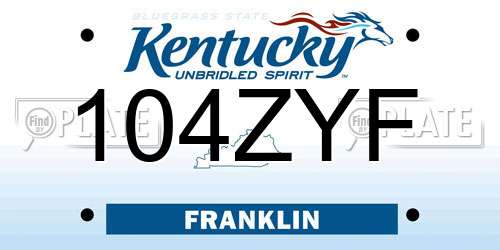 104ZYF Kentucky License Plate