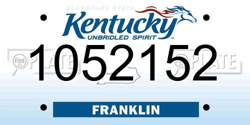1052152 Kentucky License Plate