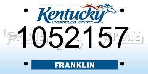 1052157 Kentucky License Plate
